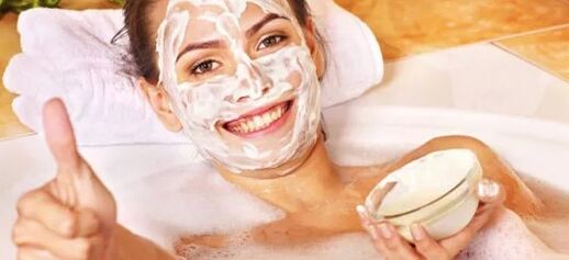 Face masks with acid cream or cream